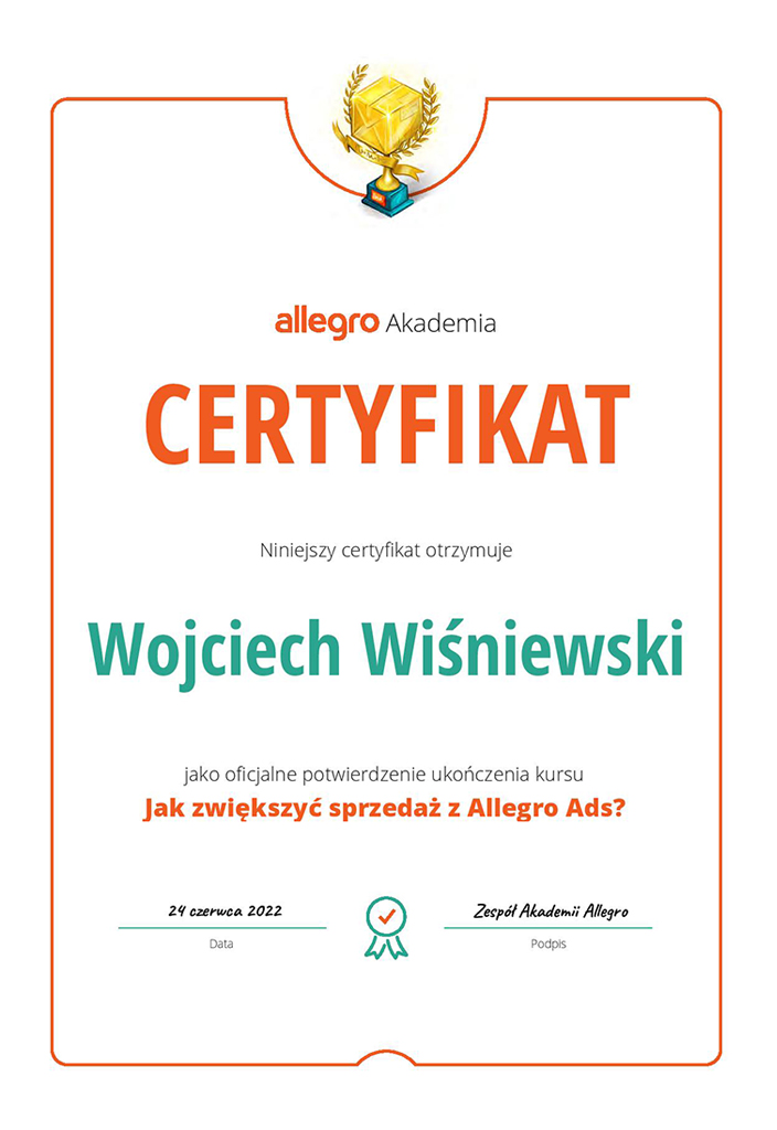 Certyfikat Allegro Ads